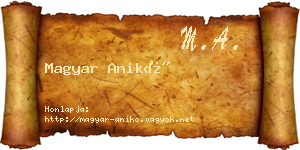 Magyar Anikó névjegykártya